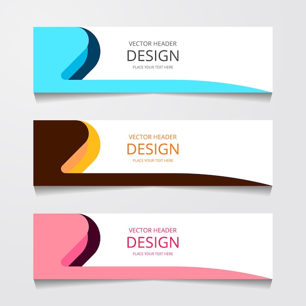 Free Vector abstract design banner web template with three different color layout header templates modern vector illustration