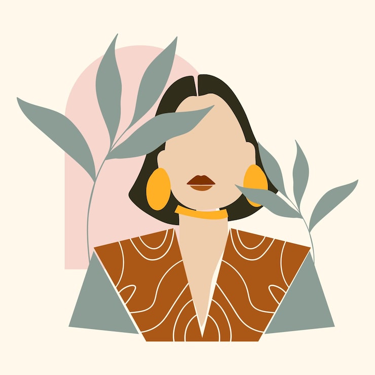 Free Vector abstract hand drawn woman portrait illustrated
