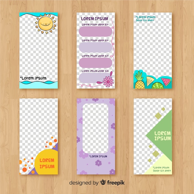 Free Vector abstract instagram stories template collection