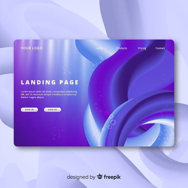 Free Vector abstract landing page with fluid shapes