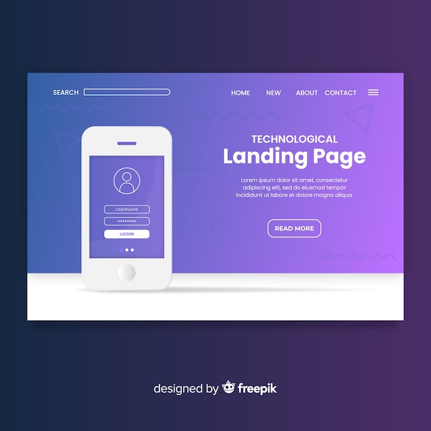 Free Vector abstract landing pages with technology devices