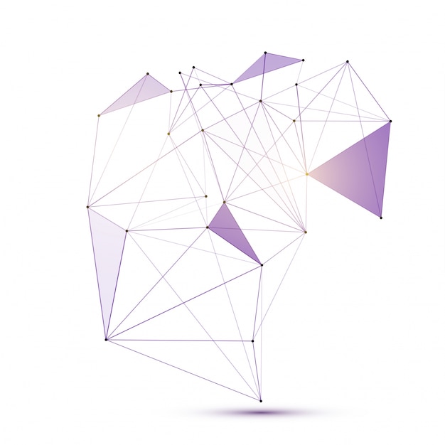 Free Vector  abstract low poly geometric element with connecting dots and lines. 