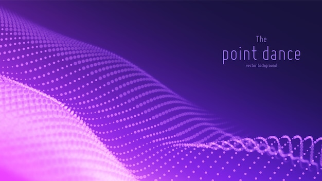 Free Vector abstract purple particle wave, points array, shallow depth of field. technology digital background