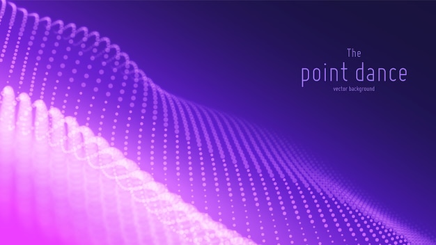 Free Vector abstract purple particle wave, points array, shallow depth of field. technology digital background