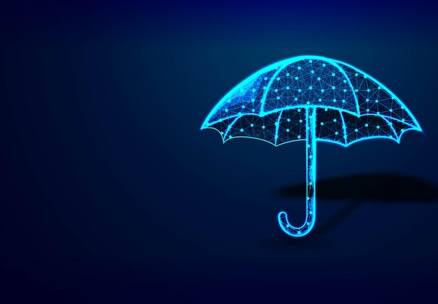 Free Vector abstract umbrella form lines and triangles point connecting network on blue background vector illustration