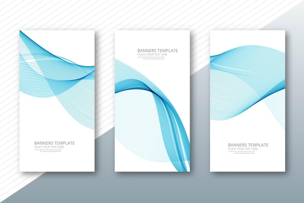 Free Vector abstract wave blue banners set design