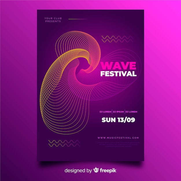 Free Vector abstract waves music poster template