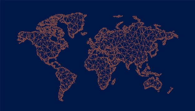 Free Vector abstract world map with connected triangular shapes vector design