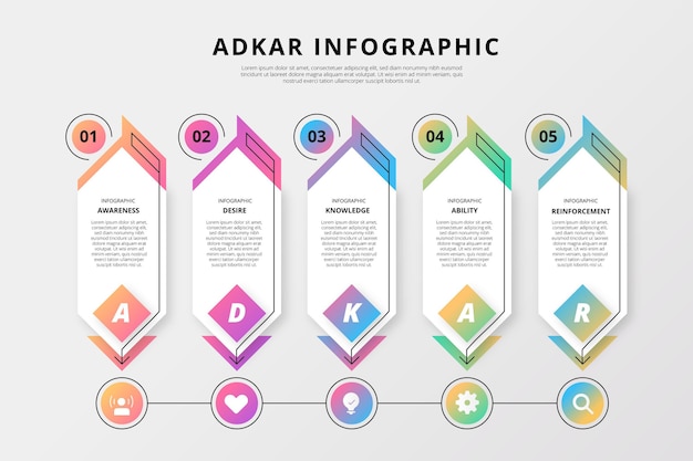Free Vector adkar infographic template