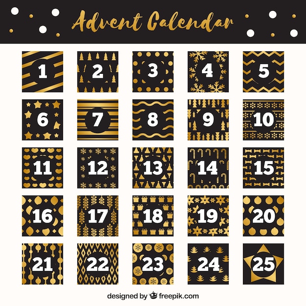 Free Vector advent calendar in black and golden