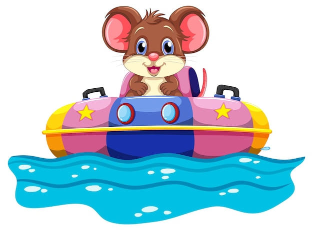 Free Vector adventurous mouse sailing on water