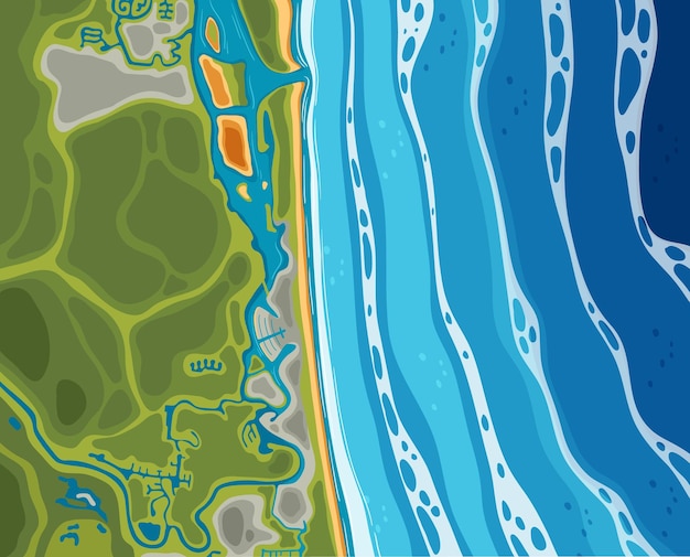 Free Vector aerial view of beach coast