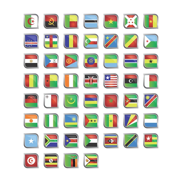 Free Vector african flags icon collection