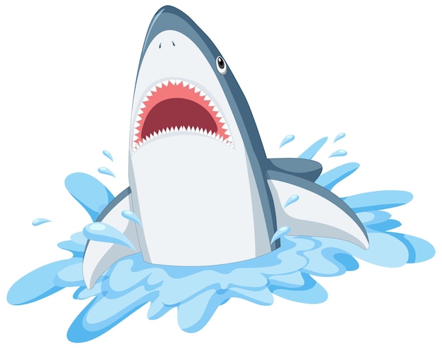 Free Vector aggressive great white shark cartoon