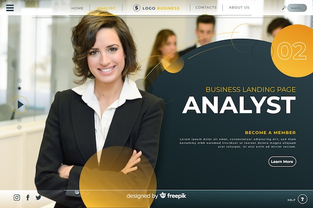 Free Vector analyst business landing page