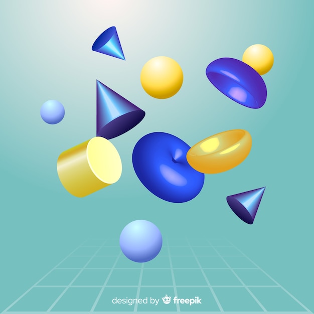 Free Vector antigravity geometric shapes with 3d effect