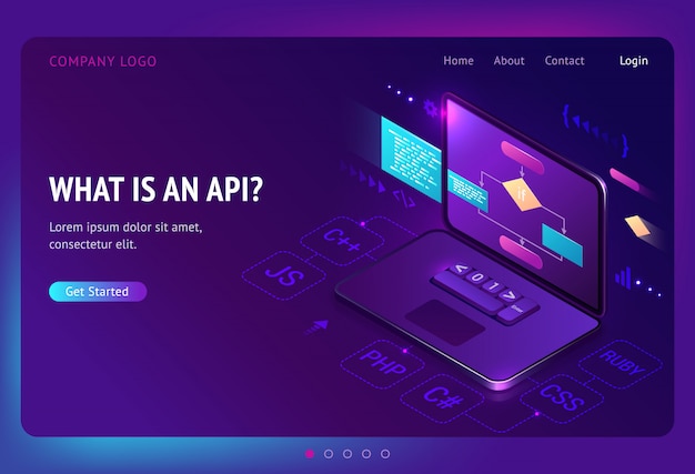 Free Vector api application programming interface isometric