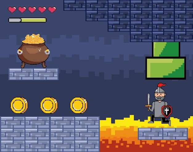 Free Vector arcade game world and pixel scene 