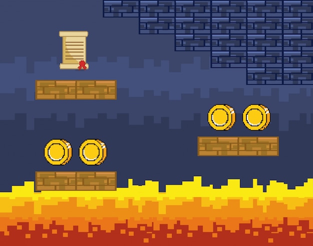 Free Vector arcade game world and pixel scene 