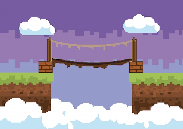 Free Vector arcade game world and pixel scene 