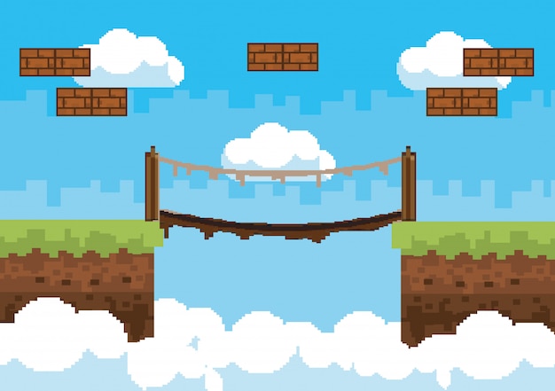 Free Vector arcade game world and pixel scene 