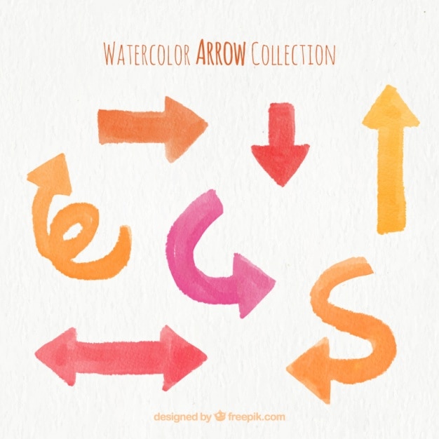 Free Vector arrows pack of watercolor