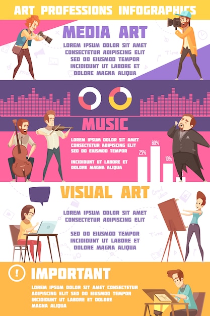 Free Vector art professions infographic set