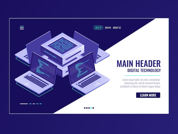 Free Vector artificial intelligence automated process big data processing, server room, computing power