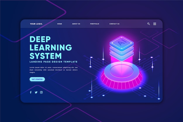 Free Vector artificial intelligence landing page template