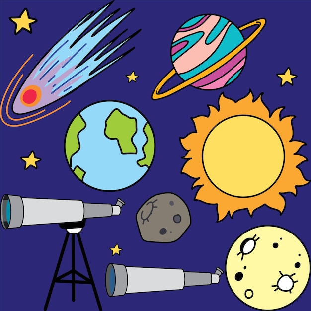 Free Vector astronomy objects and icons vector set
