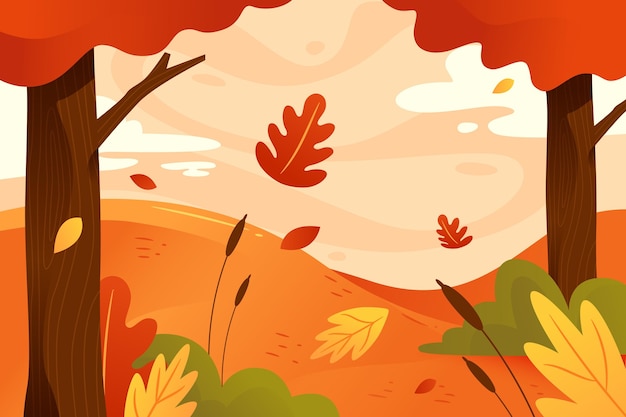 Free Vector autumn background with falling leaves