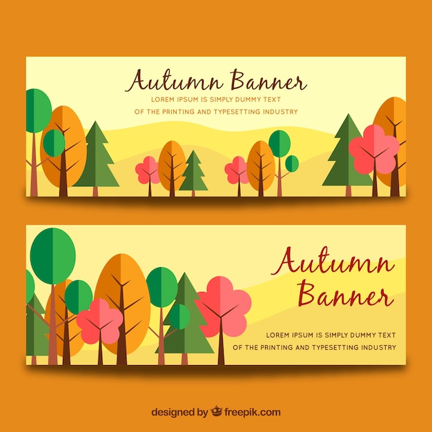 Free Vector autumn banner with multicolor trees