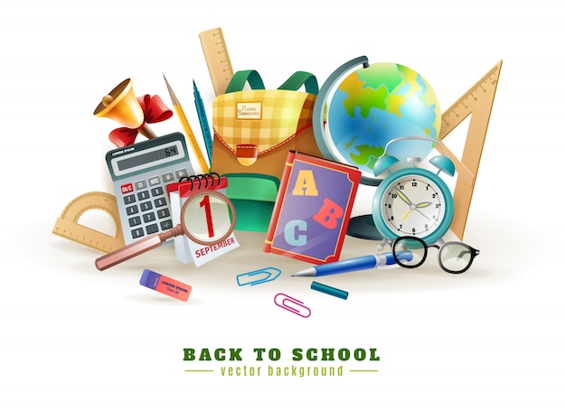 Free Vector back to school accessories composition poster 