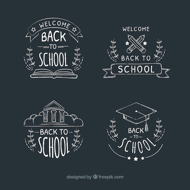 Free Vector back to school labels in chalk style