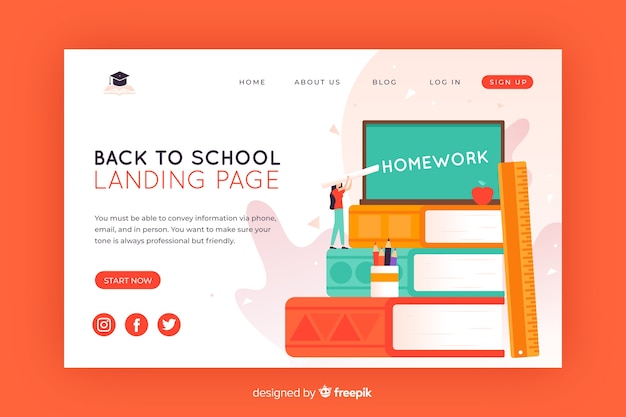 Free Vector back to school landing page