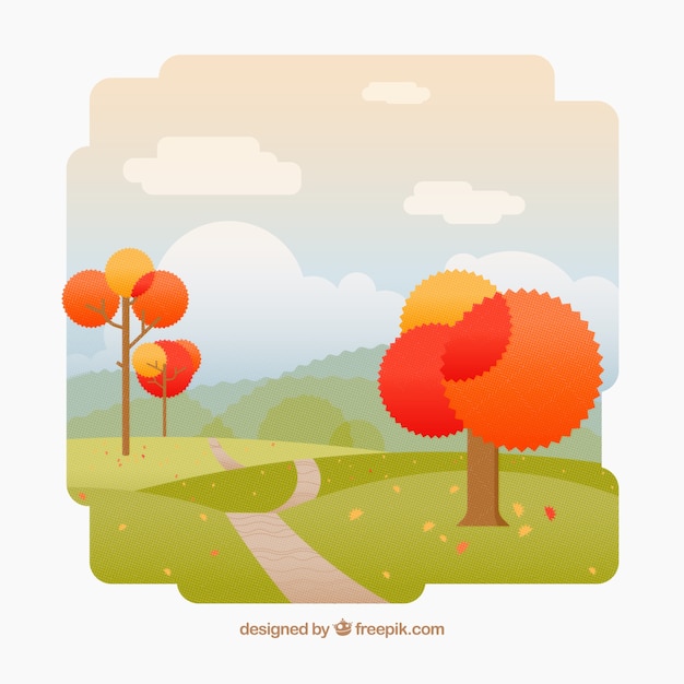 Free Vector background of autumn trees in a park