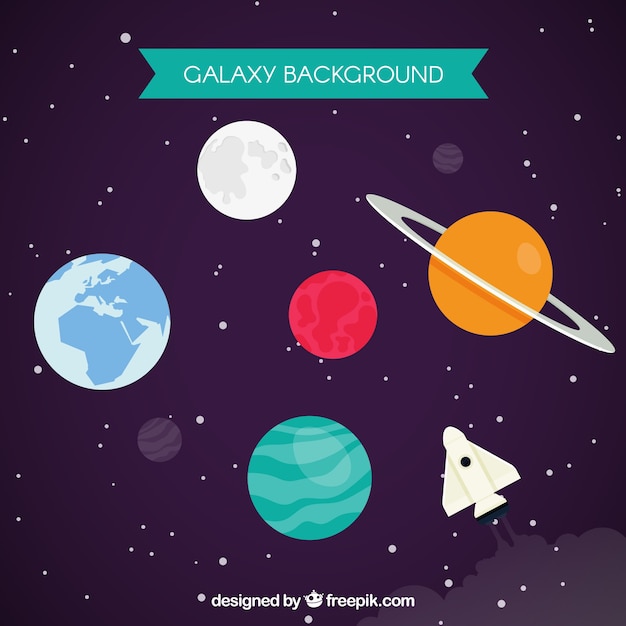 Free Vector background of colorful planets in flat design