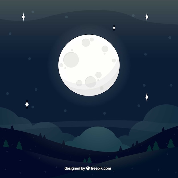 Free Vector background of landscape with full moon