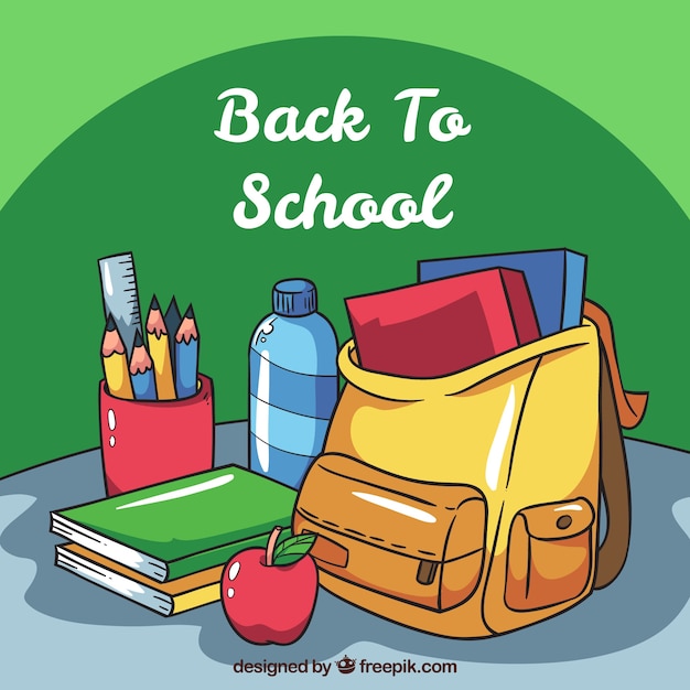 Free Vector backpack with books and materials