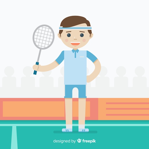 Free Vector badminton player with racket and feather
