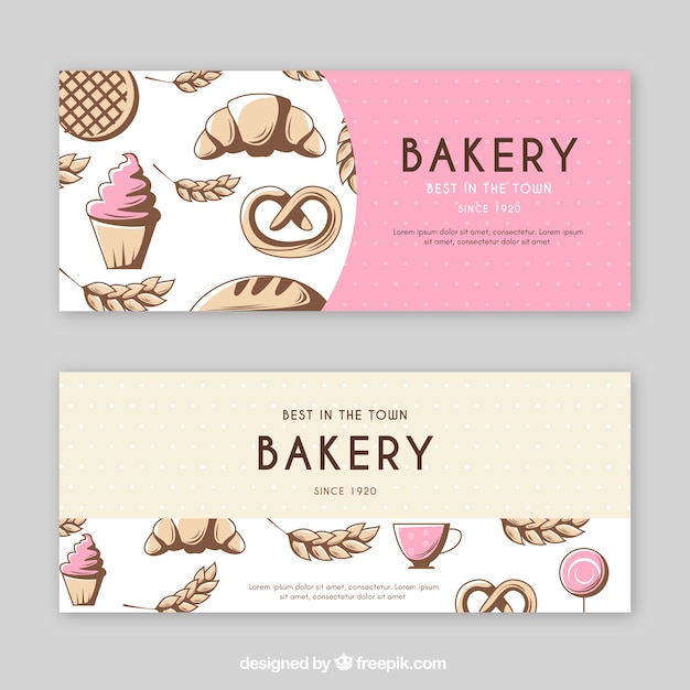 Free Vector bakery banners in flat style