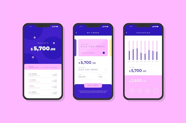 Free Vector banking app interface