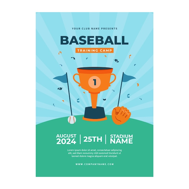 Free Vector baseball poster template design