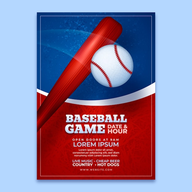 Free Vector baseball poster template design