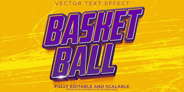 Free Vector basketball sport text effect editable team and poster text style