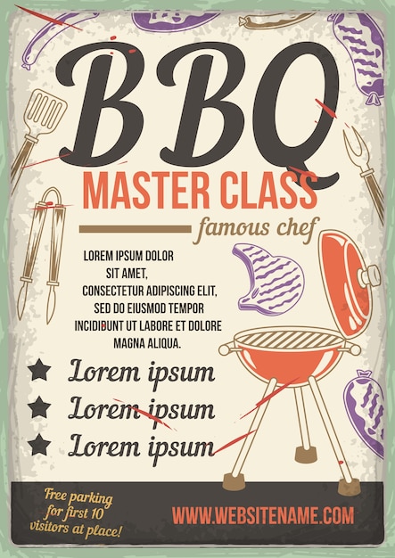 Free Vector bbq master class with famous chef