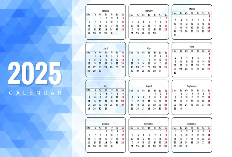 Free Vector beautiful geometric style 2025 new year calendar background