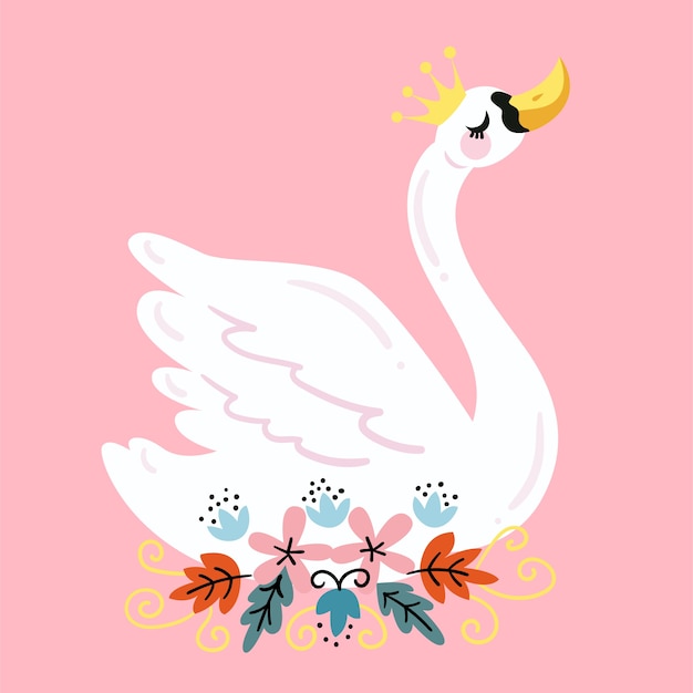 Free Vector beautiful illustration of white swan