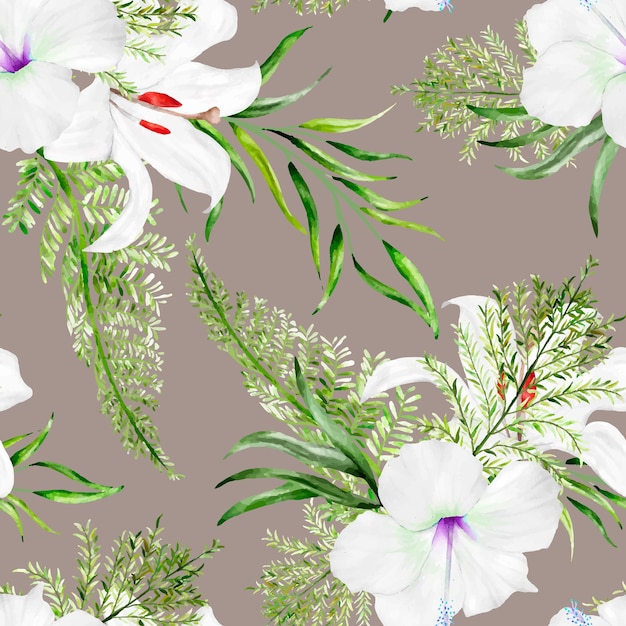 Free Vector beautiful purple floral seamless pattern