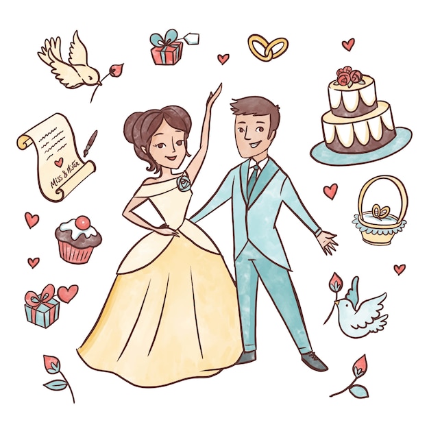 Free Vector beautiful wedding couples